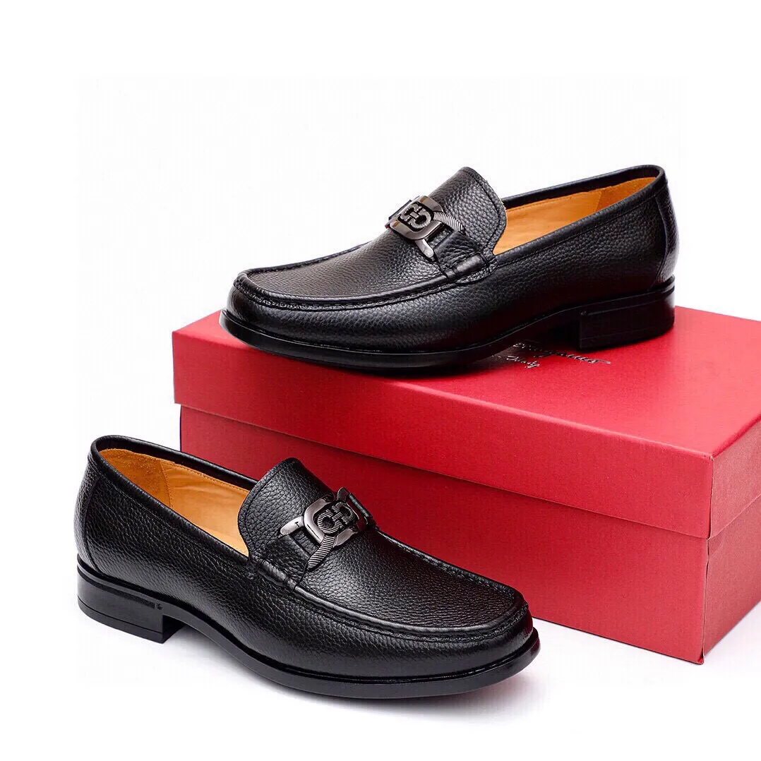 Men's shoes 💰520 💐[Ferragamo/Ferragamo] New 🐲Ferragamo* Ferragamo classic formal leather shoes! It uses imported first-layer pebbled cowhide leather upper + luxurious hardware buckle, and the inner first-layer comfortable cowhide leather lining! Original rubber outsole! Code number 38-44 (45🉑️customized)
